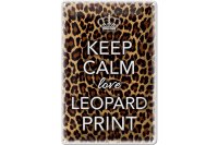 Blechschild Spruch 20x30cm Keep Calm love leopard print
