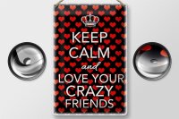 Blechschild Spruch 20x30cm Keep Calm and love crazy friends
