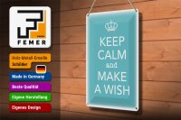 Blechschild Spruch 20x30cm Keep Calm and make a wish