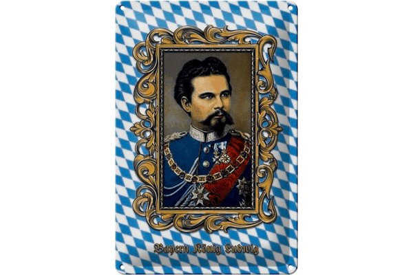 Blechschild Bayern 20x30cm König Ludwig Porträt