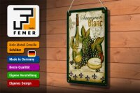 Blechschild Kunst 20x30cm Stillleben Sauvignon Blanc Wein