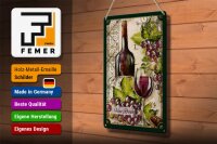 Blechschild Kunst 20x30cm Stillleben Vino Rosso Rotwein