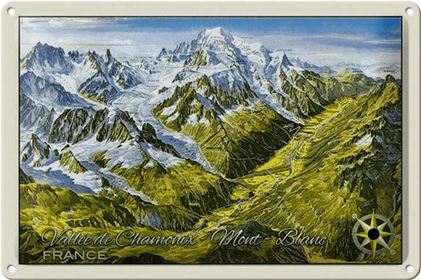 Blechschild France 30x20cm Vallee de Chamonix Mont Blanc
