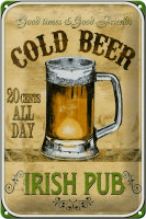 Blechschild Bier 20x30cm Irish Pub gold beer good times