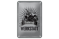 Blechschild Hinweis 12x18cm Motorrad Werkstatt graue...