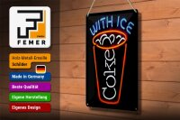 Blechschild Getränke 20x30cm Coke with ice Reklame