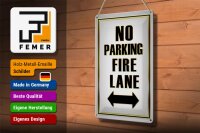 Blechschild Hinweis 20x30cm No Parking fire lane left right