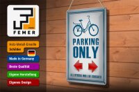 Blechschild Parken 20x30cm Bike parking only left right