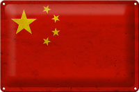 Blechschild Flagge 30x20cm China Fahne Wanddeko