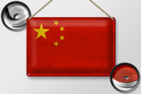 Blechschild Flagge 30x20cm China Fahne Wanddeko
