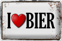 Blechschild Alkohol 30x20cm i love Bier Wanddeko