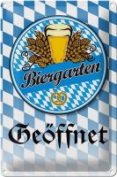 Blechschild Spruch 20x30cm Biergarten Bier Brezel Bayern