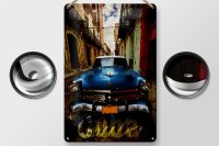 Blechschild Spruch 20x30cm Cuba blaues Auto