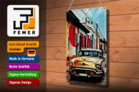 Blechschild Spruch 20x30cm cuba altes gelbes auto oldtimer