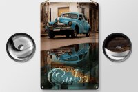 Blechschild Spruch 20x30cm Cuba Auto blau Oldtimer