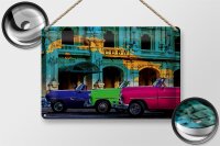Blechschild Spruch 30x20cm Cuba Karte 3 Autos
