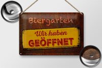 Blechschild Spruch 30x20cm Biergarten wir haben geöffnet