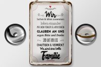 Blechschild Spruch 12x18cm Wir lachen und leben zusammen Dekoration