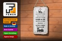 Blechschild Spruch 12x18cm Wir lachen und leben zusammen Dekoration