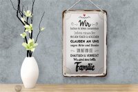 Blechschild Spruch 12x18cm Wir lachen und leben zusammen Dekoration