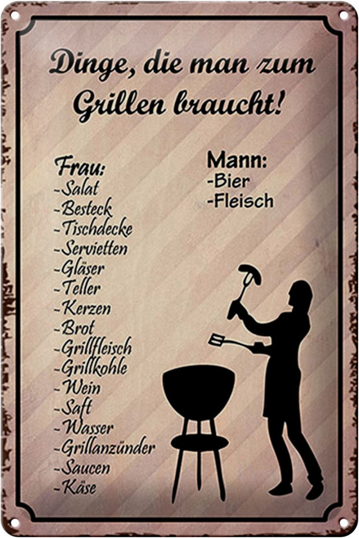 Blechschild King Of Grill Gewölbt 20x30 Cm – Witziger Grillspruch Als Deko Oder Geschenk, Made In Germany