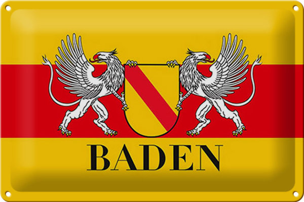 Blechschild Flagge 30x20cm Baden Wappen Wanddeko