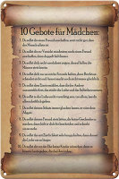 Blechschild Spruch 20x30cm 10 Gebote für...