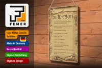 Blechschild Spruch 20x30cm die 10 Gebote Gottes bin Herr