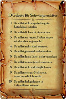Blechschild Spruch 20x30cm 10 Gebote für...