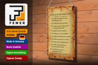 Blechschild Spruch 20x30cm 10 Gebote für Schwiegermütter
