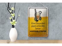 Blechschild Alkohol 12x18cm Altes Hausmittel Hopfenblütentee Dekoration