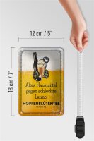Blechschild Alkohol 12x18cm Altes Hausmittel Hopfenblütentee Dekoration