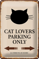 Blechschild Spruch 20x30cm cat lovers parking only Katze