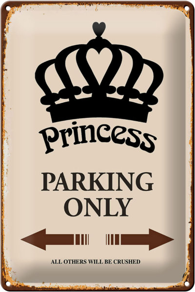 Blechschild Spruch 20x30cm Princess parking only Krone