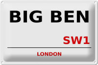 Blechschild London 30x20cm Street Big Ben SW1