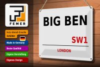 Blechschild London 30x20cm Street Big Ben SW1