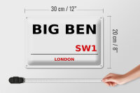 Blechschild London 30x20cm Street Big Ben SW1