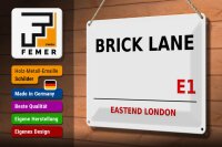 Blechschild London 30x20cm Street Brick Lane E1