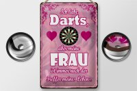 Blechschild Spruch 20x30cm ich liebe Darts aber meine Frau