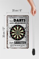 Blechschild Spruch 20x30cm zum Darts spielen geboren