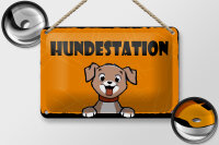 Blechschild Hinweis 18x12cm Hundestation (orange)