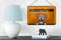 Blechschild Hinweis 18x12cm Hundestation (orange)