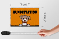 Blechschild Hinweis 18x12cm Hundestation (orange)