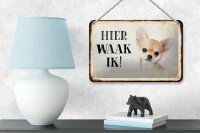 Blechschild Spruch 18x12cm holländisch Hier Waak ik Chihuahua glatt Dekoration