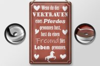 Blechschild Spruch 20x30cm Vertrauen eines Pferdes Freund