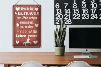 Blechschild Spruch 20x30cm Vertrauen eines Pferdes Freund