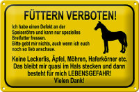 Blechschild Hinweis 30x20cm füttern verboten Pferde