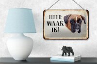 Blechschild Spruch 18x12cm holländisch Hier Waak ik Boxer Dekoration