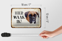 Blechschild Spruch 18x12cm holländisch Hier Waak ik Boxer Dekoration