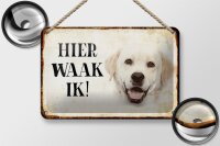Blechschild Spruch 18x12cm holländisch Hier Waak ik...